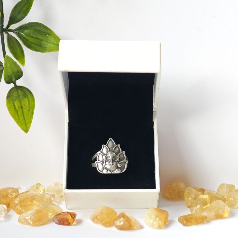 Anillo Ganesha flor de loto – Activado plata de ley