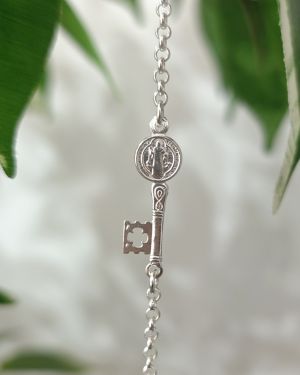 Pulsera llave San Benito abrecaminos – protección – plata de ley 925